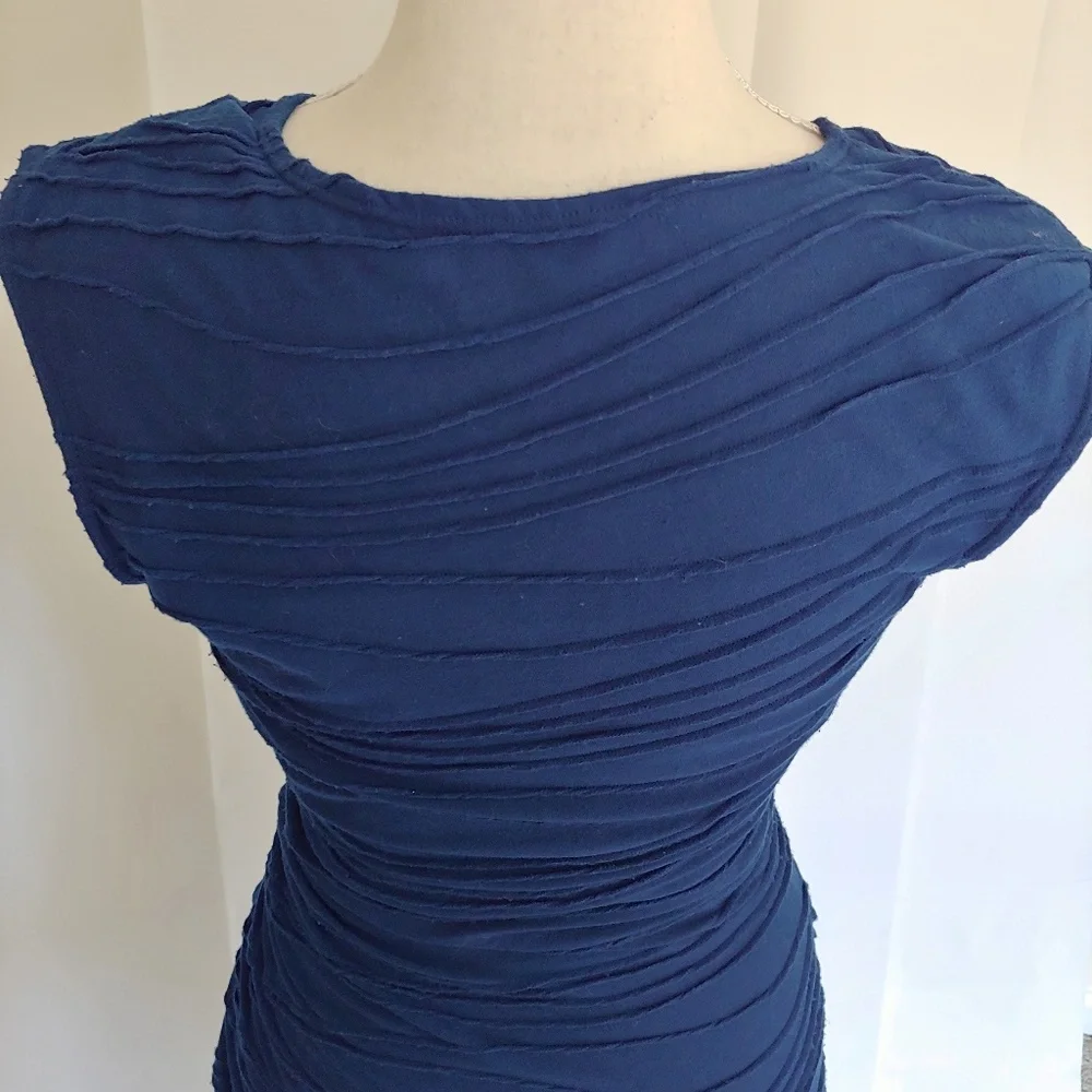 Max Studio Blue Ruched Dress - Picture 6 of 8